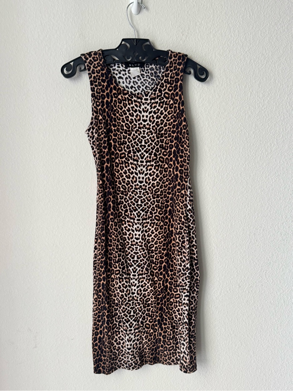 BLVD Leopard Slip Midi Dress in Brown and Black